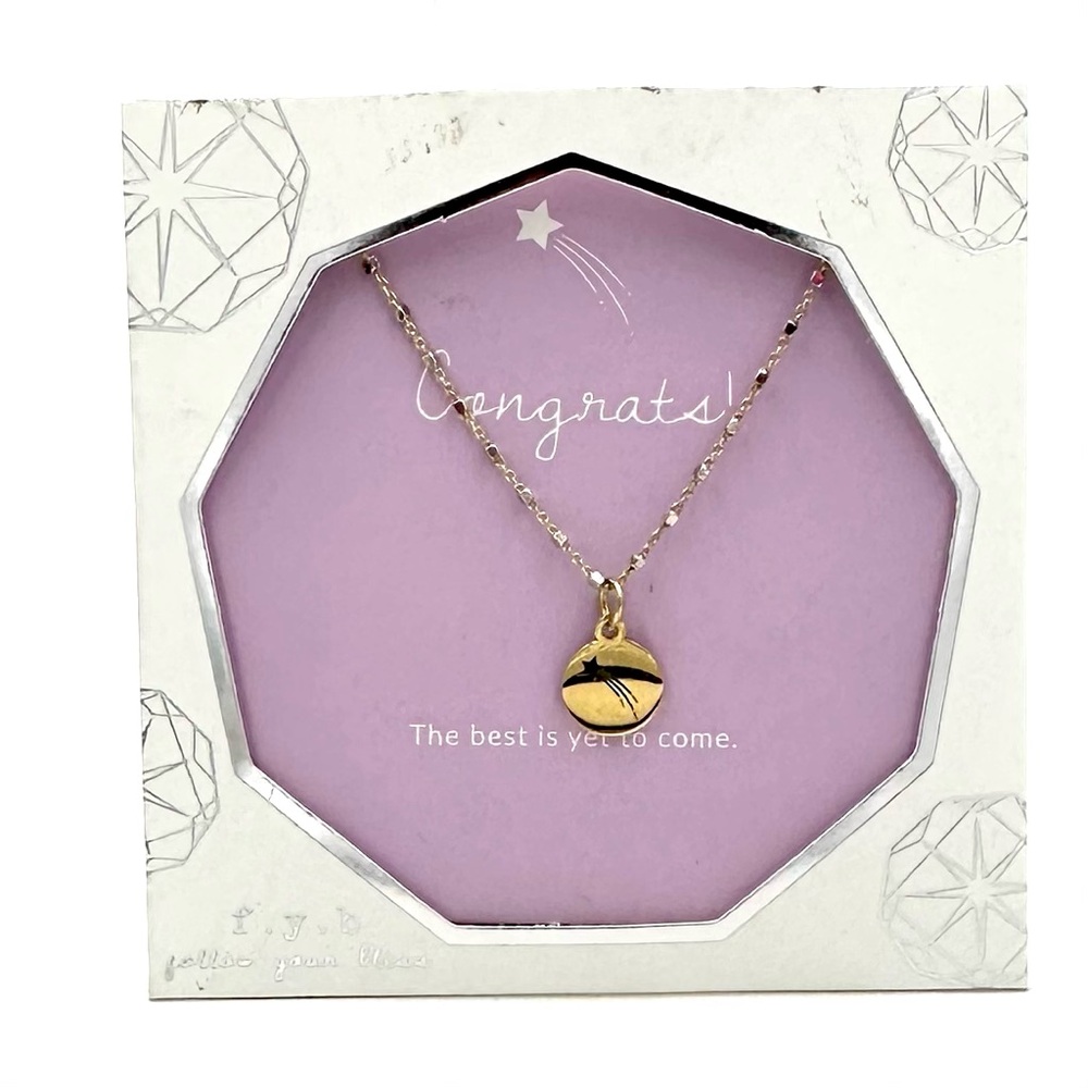 FYB Follow Your Bliss Sterling Silver Shooting Star Pendant Necklace NWT